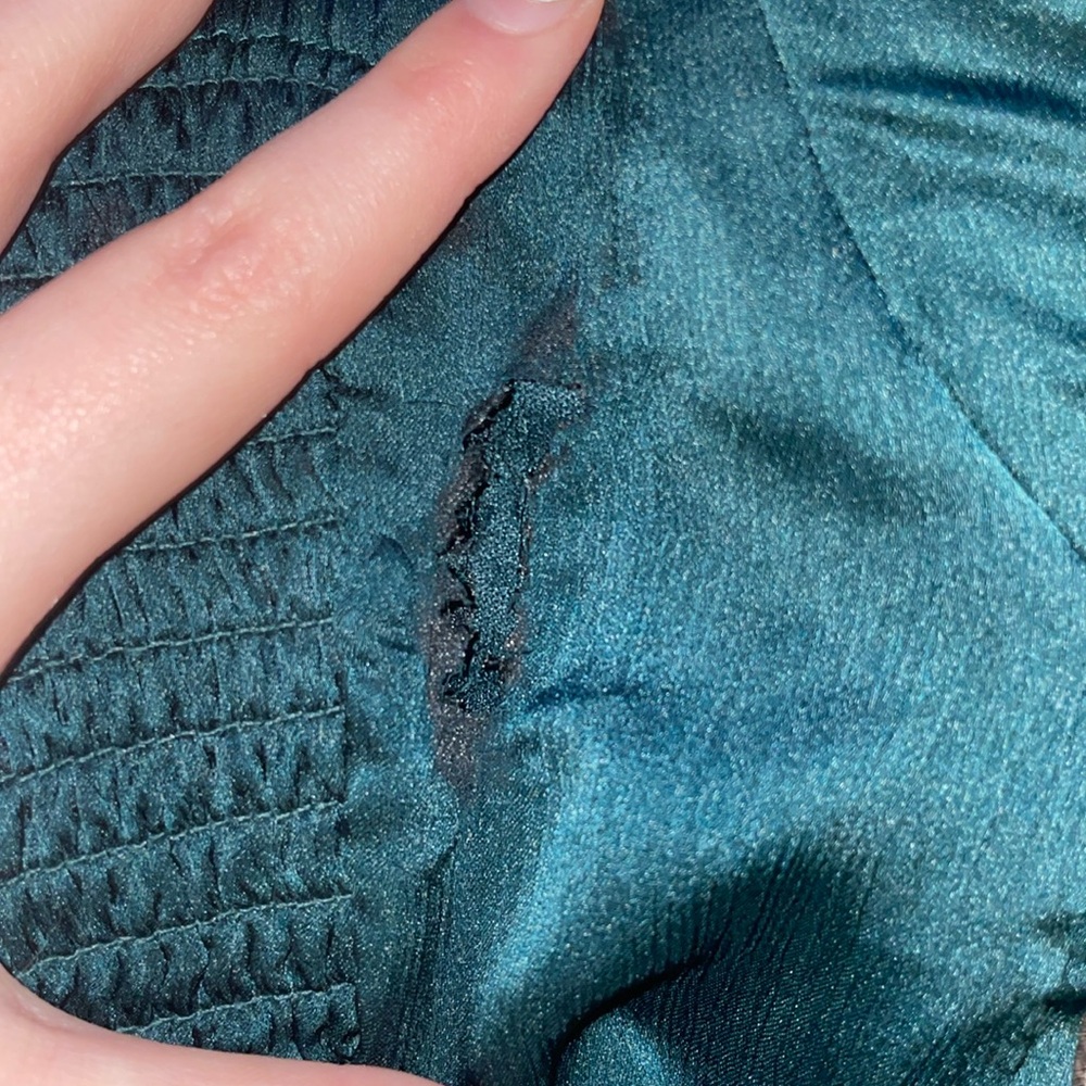 Green Satin Bustier Crop Top - Needs Repair - Picture 3 of 4